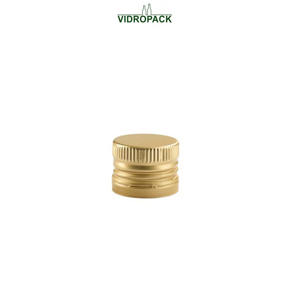 PP31,5 deep aluminum gold pre-threaded screw cap PP31,5 (31,5x24mm) and security ring